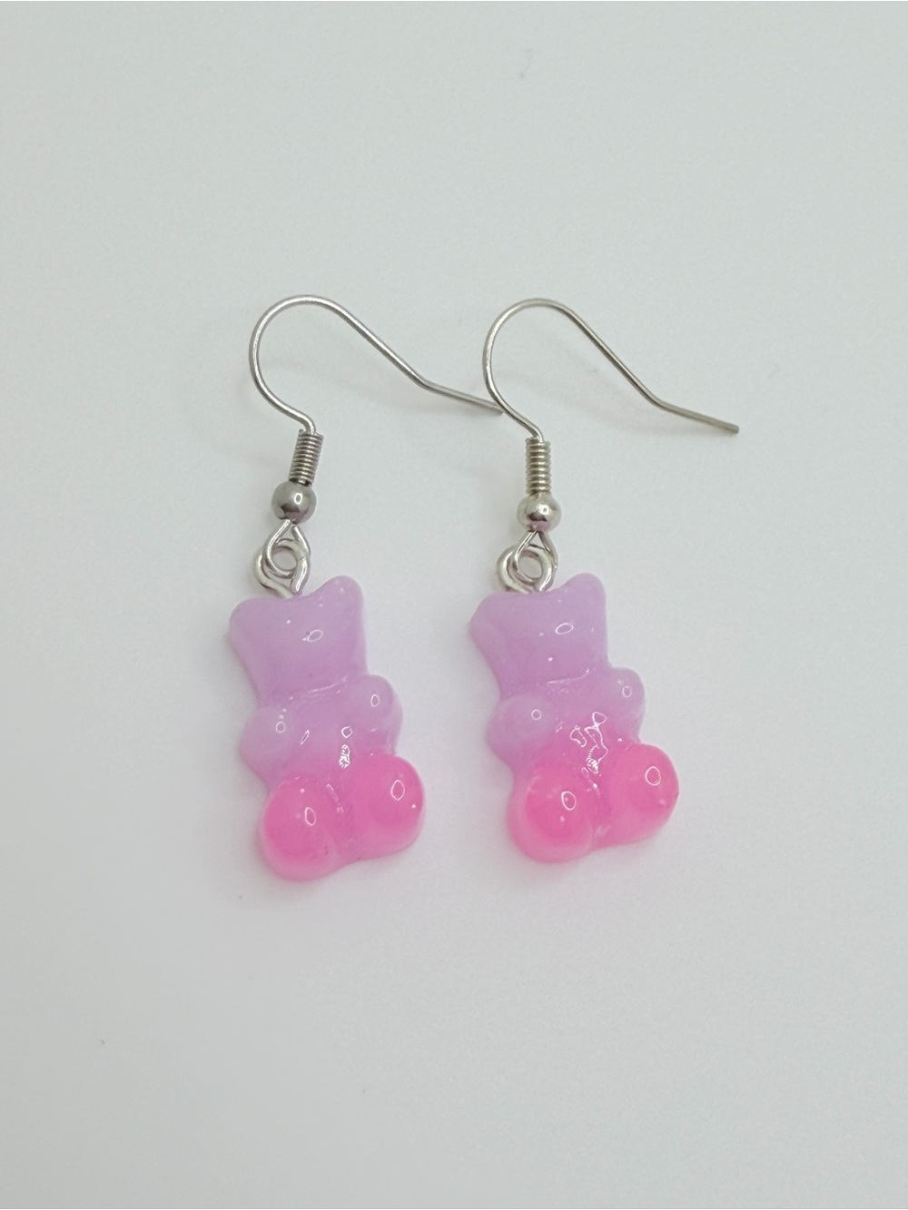 Pink Ombre Gummy Bear Drop Earrings Festival Y2K Handmade Jewelry